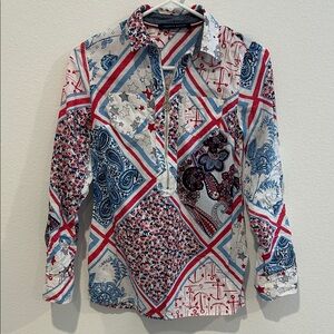 Tommy Hilfiger Red and Blue Patterned Shirt